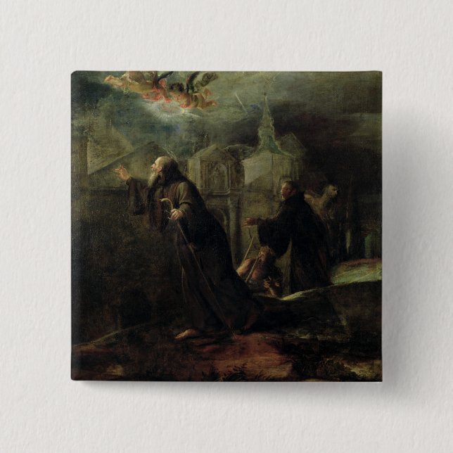 Die Vision von St Francis von Paola Button (Vorderseite)