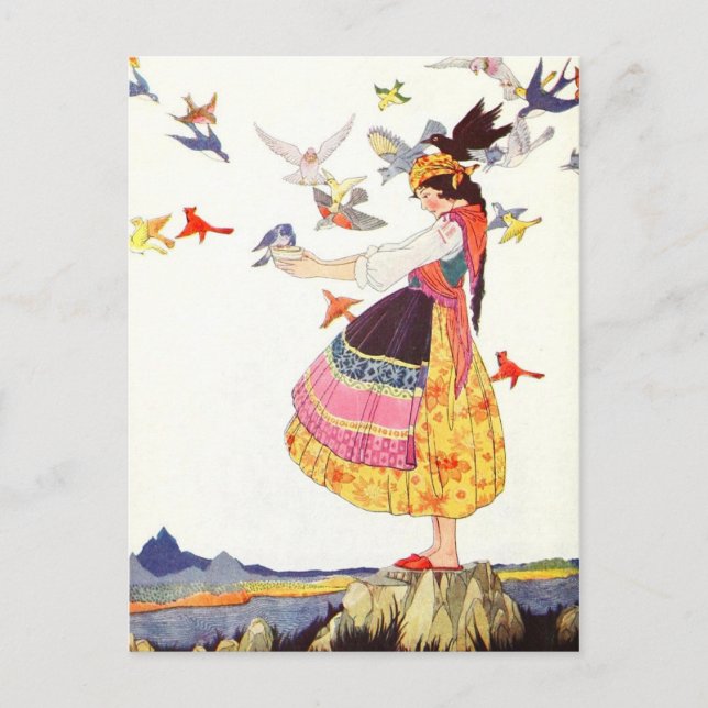 Die Vögel rufen Postkarte (Vorderseite)