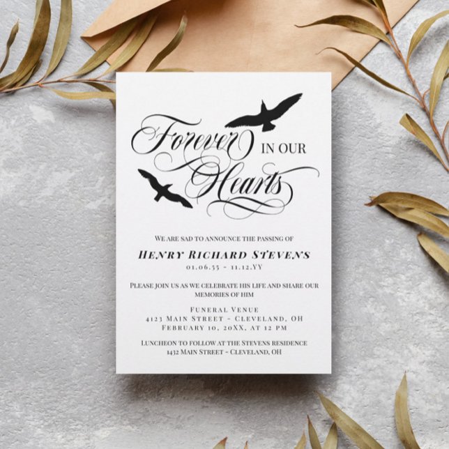 Die Vögel steigen für immer in unserem Herzen Foto Einladung (Von Creator hochgeladen)