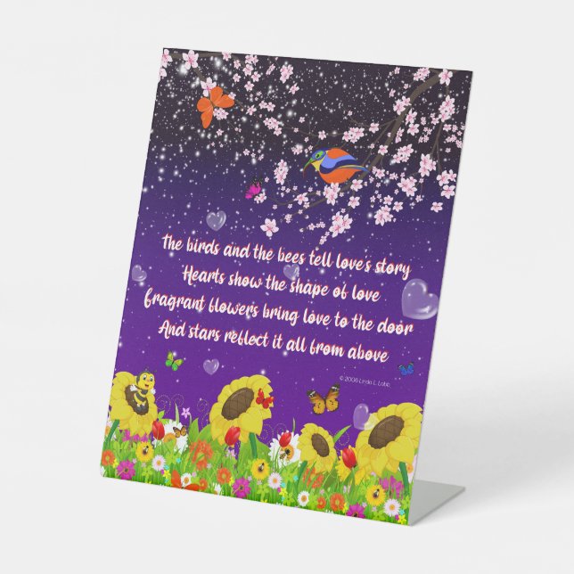 Die Vögel und die Bienen erzählen die Geschichte d Sockelschild (Vorderseite)