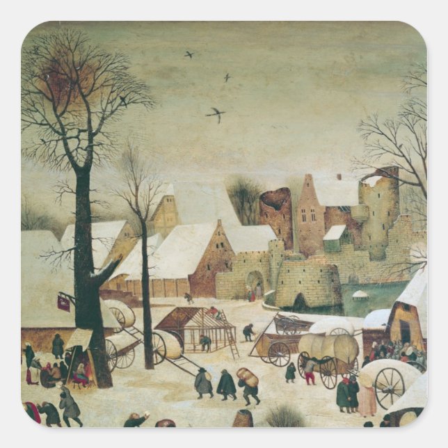 Die Volkszählung in Bethlehem Quadratischer Aufkleber (Vorderseite)