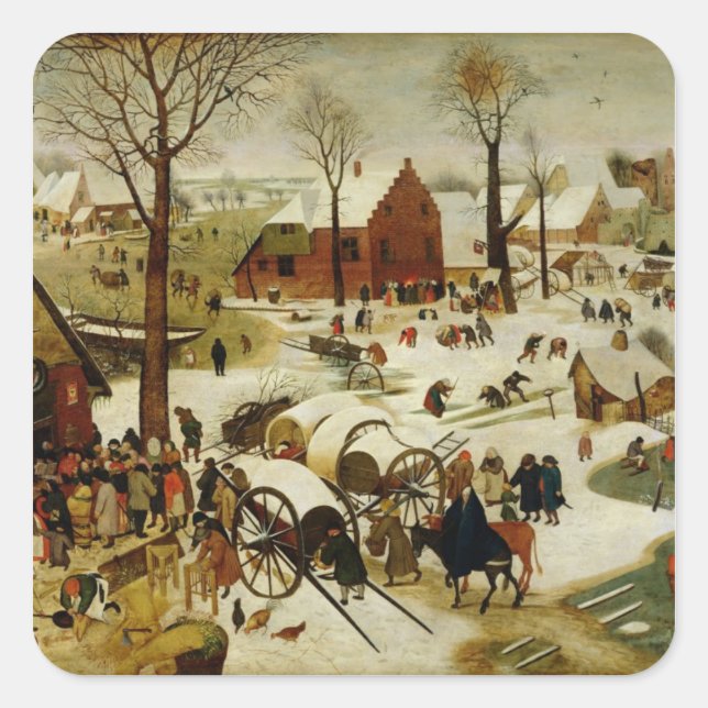 Die Volkszählung in Bethlehem Quadratischer Aufkleber (Vorderseite)
