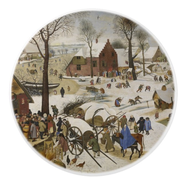 Die Volkszählung in Bethlehem (von Pieter Bruegel) Keramikknauf (Vorderseite)