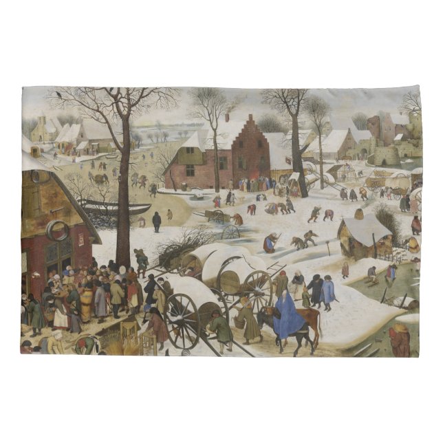 Die Volkszählung in Bethlehem (von Pieter Bruegel) Kissenbezug (Rückseite)