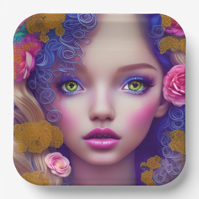 Die von der ukrainischen Kultur Inspirierte Blumen Pappteller (Vorderseite)