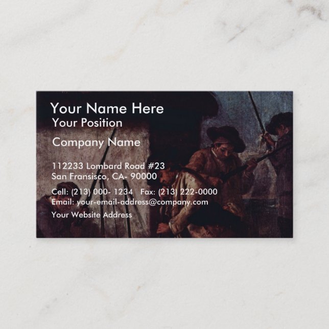 Die Vorbereitung der Gewehre" durch Longhi Pietro Visitenkarte (Vorderseite)