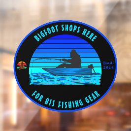 Die Vorderseite des Bigfoot Fishing Tackle Shop-Lo Fensteraufkleber