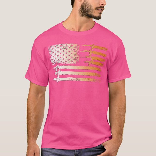 Die Waffe Flag erschüttert Veteranen Jäger T-Shirt (Vorderseite)