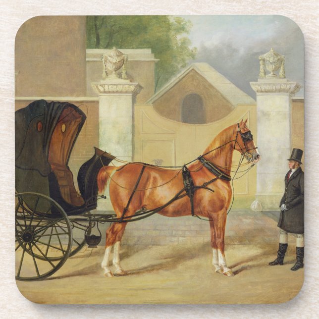 Die Wagen der Herren: Ein Cabriolet, c.1820-30 (Öl Getränkeuntersetzer (Vorderseite)