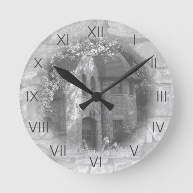 "Die Wagenhalle" Runde Wanduhr (Vorderseite)