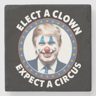 Die Wahl eines Clowns erwartet eine lustige Politi Steinuntersetzer