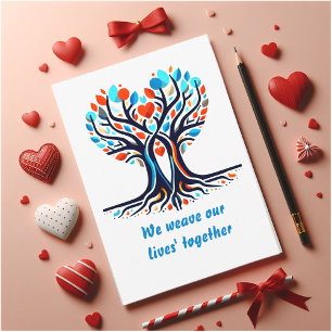 Die wahre Liebe Valentins, der Baum verstrickt Feiertagskarte