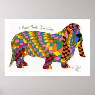 Die wahren Farben Basset, Basset Hound-Plakat Poster
