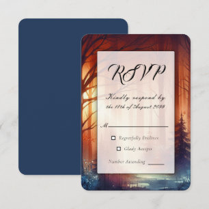 Die Waldzauber-Hochzeit mit fallenden Blättern  RSVP Karte