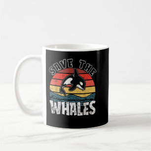 Die Wale Retro Wintage Orca und Killer Wal gerette Kaffeetasse