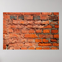 Die Wand aus rotem Ziegelstein ist veraltet, alt, 