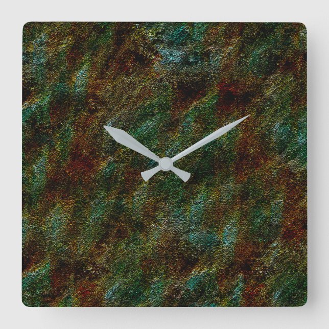 Die Wände sind grün und mit Korallen gesprenkelt Quadratische Wanduhr (Vorderseite)