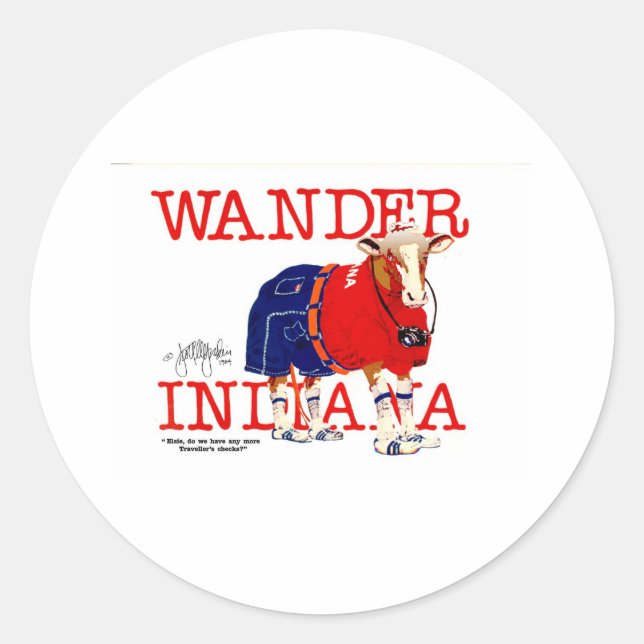 Die Wander Indiana Kuh Runder Aufkleber (Vorderseite)