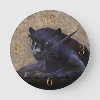 Die Wanduhr schwarzer Panther-große Katze