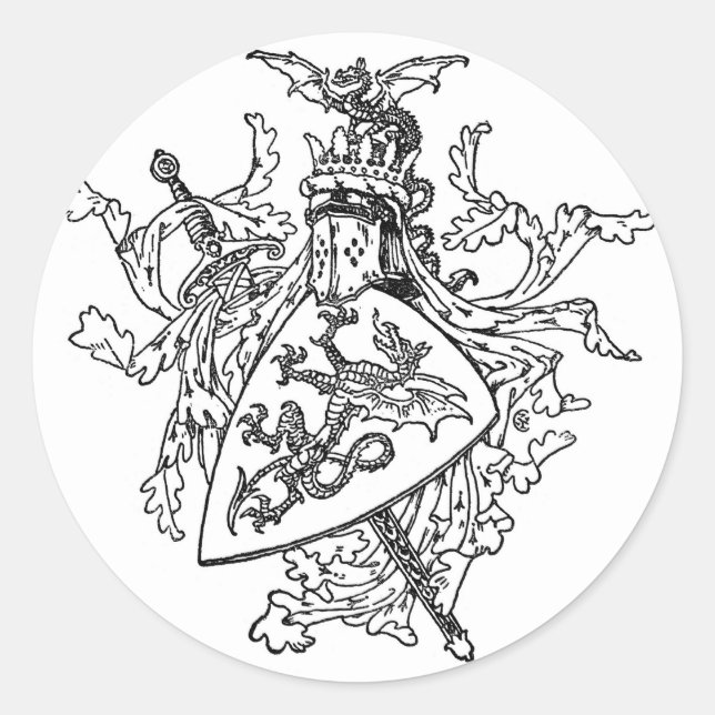 Die Wappen des Königs Artus Runder Aufkleber (Vorderseite)
