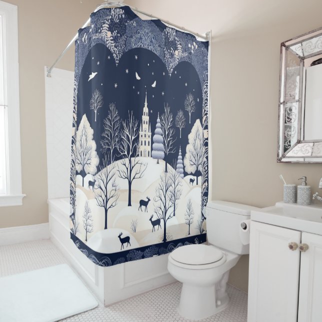 Die Wärme der Sonne im Winter Duschvorhang (Beispiel)