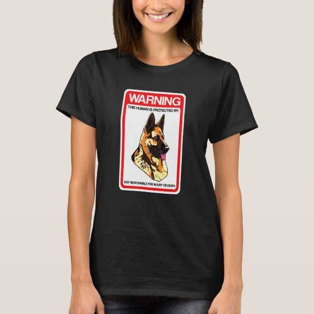 Die Warnung des Menschen wird durch den deutschen  T-Shirt (Vorderseite)