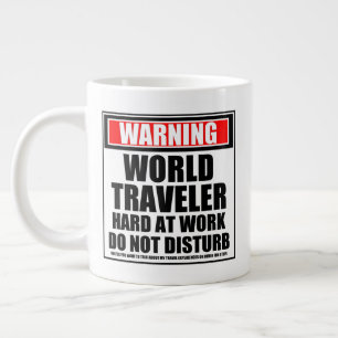 Die Warnung von World Traveller bei der Arbeit stö Jumbo-Tasse