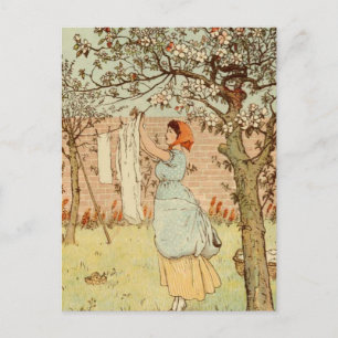 Die Wäsche raus Postkarte