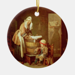 Die Wäscherei-Frau Keramikornament