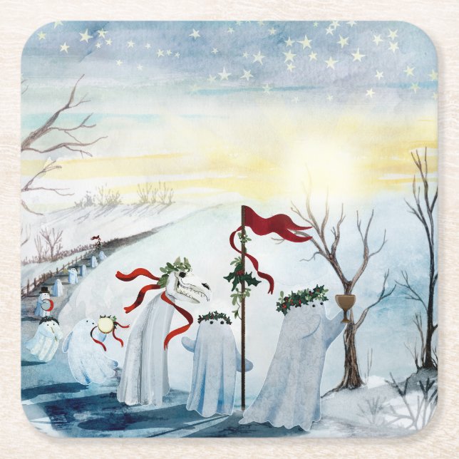 Die Wassailing-Geister Rechteckiger Pappuntersetzer (Vorderseite)