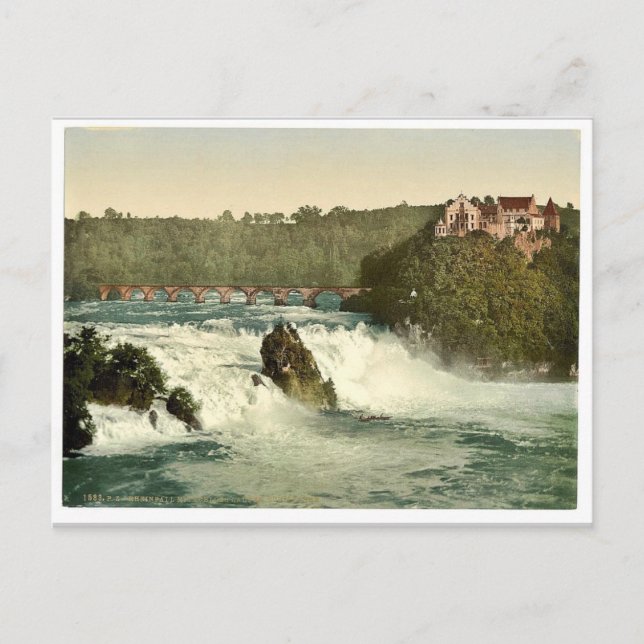 Die Wasserfälle des Rheins mit der Burg Laufen, Sc Postkarte (Vorderseite)