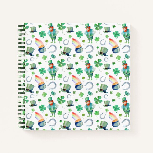 Die Wasserfarbe St. Patrick's Day Pattern Notizbuch (Vorderseite)