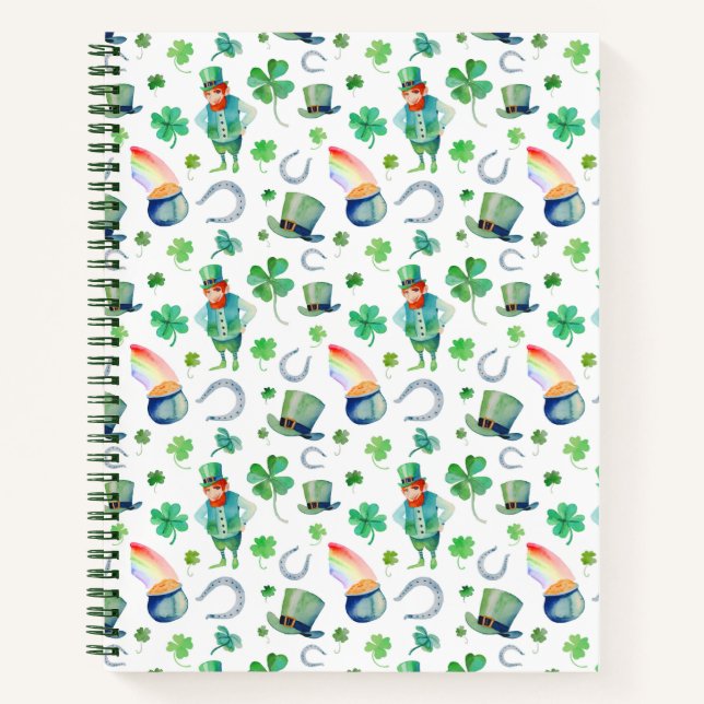 Die Wasserfarbe St. Patrick's Day Pattern Notizbuch (Vorderseite)