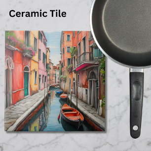 Die Wasserfarbenstraße in Venedig Fliese