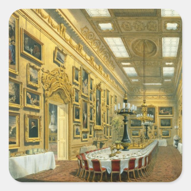 Die Waterloo Galerie, Apsley House, reproduziert i Quadratischer Aufkleber (Vorderseite)