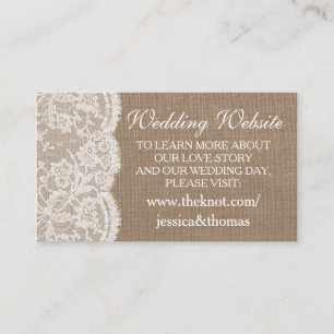 Die Webkarten der Burlap & Lace Wedding Collection Begleitkarte