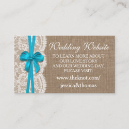 Die Website der rustikalen Blue Bow Wedding Collec Begleitkarte