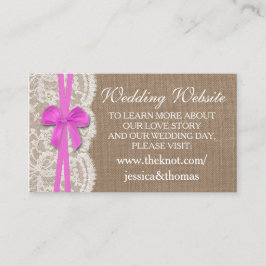 Die Website der rustikalen rosa Bow Wedding Collec Begleitkarte