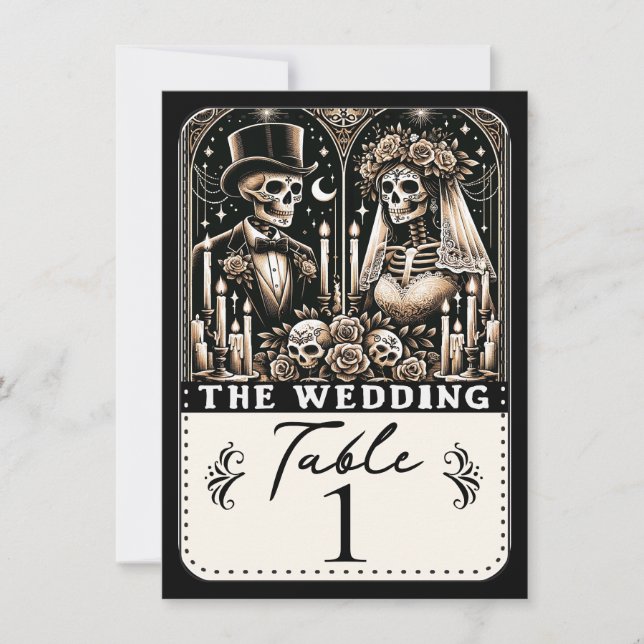DIE WEDD Tarot Skelette Hochzeitsszene Tischnummer (Vorderseite)