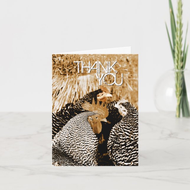 Die Wedding Sepia-Ton-Hühner danken Ihnen Karten (Vorderseite)