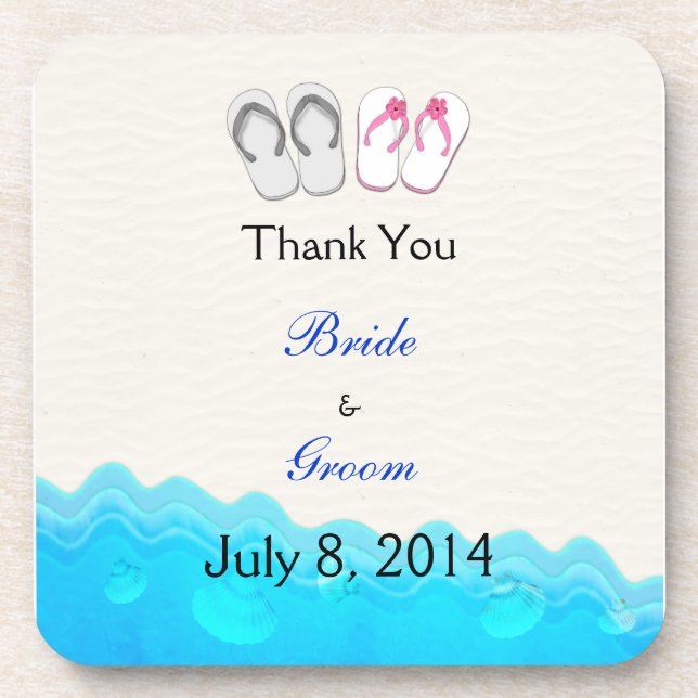 Die Wedding Strand-Sandalen danken Ihnen Getränkeuntersetzer (Vorderseite)