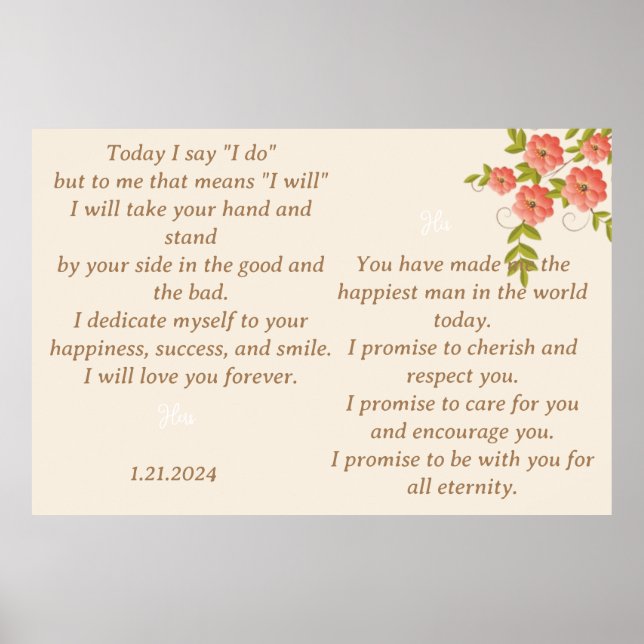 DIE WEDDING VOW-ANZEIGE IN BOHO FLORAL DESIGN POSTER (Vorne)