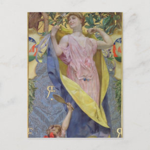 Die weibliche Toilette (Platte) Postkarte