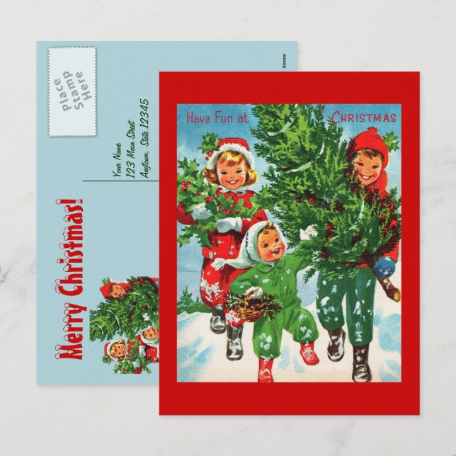 Die Weihnachtsbaum-Postkarte bekommen Feiertagspostkarte (Vorne/Hinten)
