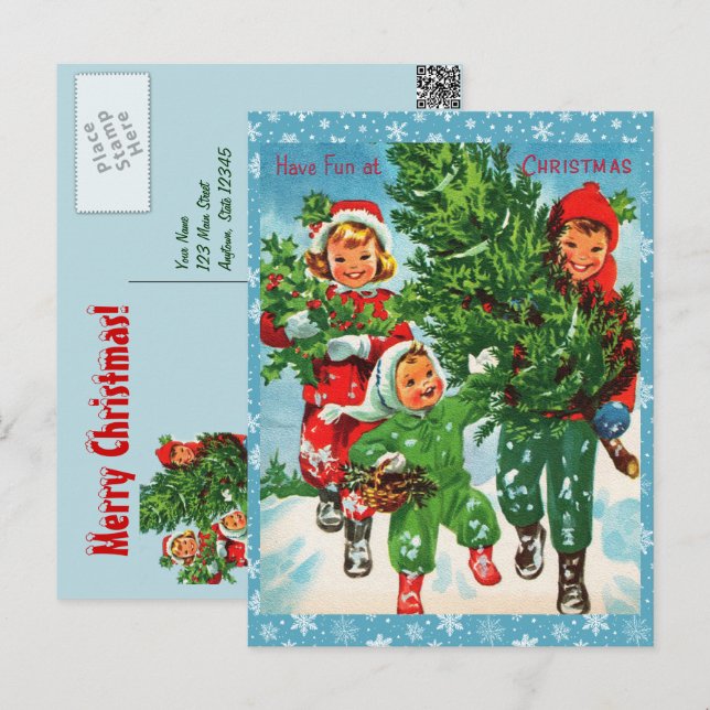 Die Weihnachtsbaum-Postkarte bekommen Feiertagspostkarte (Vorne/Hinten)