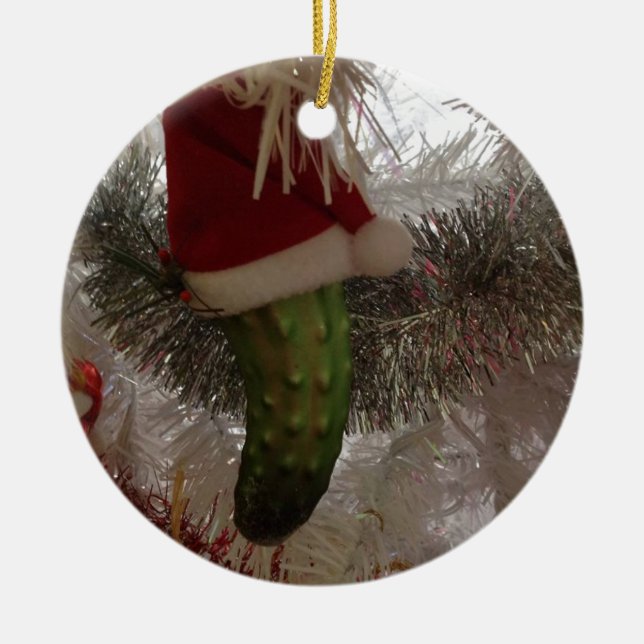 Die Weihnachtsessiggurke Keramikornament (Vorne)