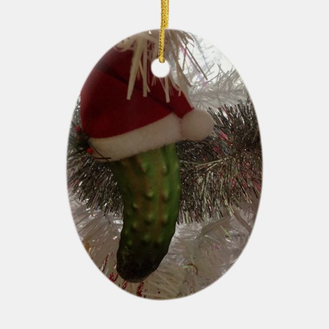 Die Weihnachtsessiggurke Keramikornament (Vorne)