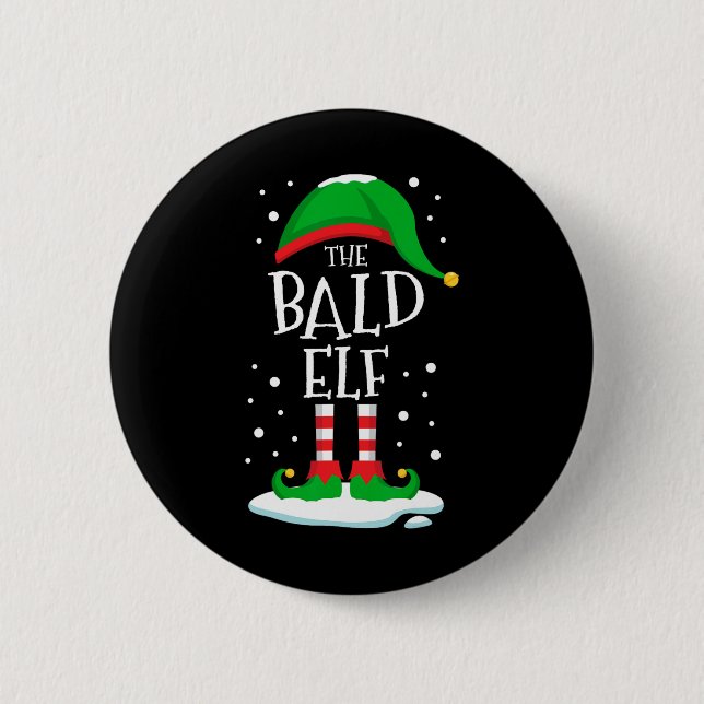 Die Weihnachtsfamilie Bald Elf passt zur Xmas-Grup Button (Vorderseite)