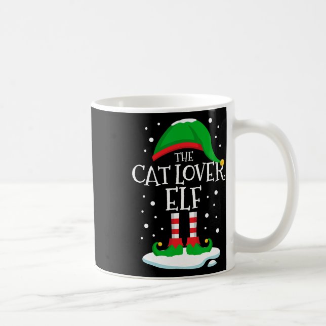Die Weihnachtsfamilie Cat Lover Elf passt zu Weihn Kaffeetasse (Rechts)