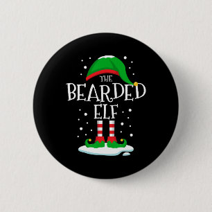 Die Weihnachtsfamilie der bärtigen Elf, die Weihna Button